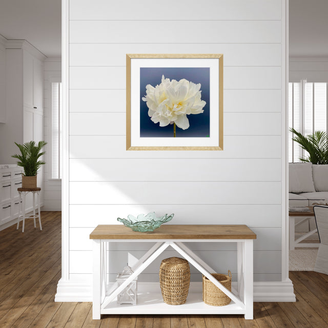 "40 Love" White Peony Floral Art Print