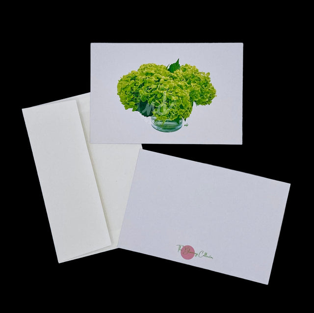 "Luscious Lime" Hydrangea Notecards – Box of 8 with Envelopes