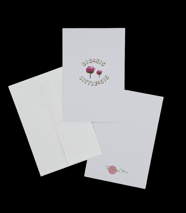 Delta Gamma 4x6 Notecards – Box of 10 with Envelopes-Big Sis Little Sis with Peonies on White