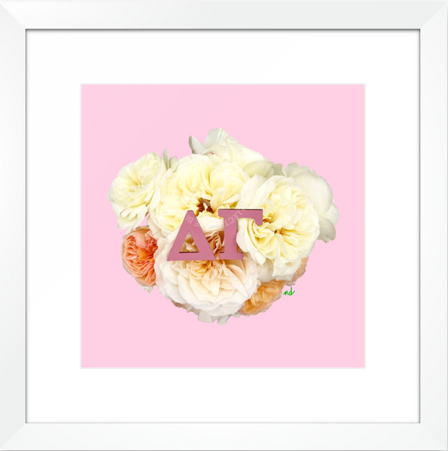 Delta Gamma Framed Art Print-Pink on Pink