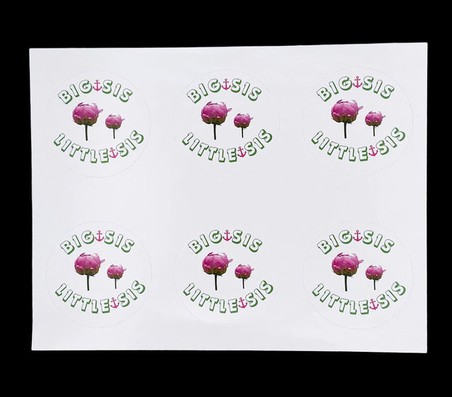 Delta Gamma Stickers – Sheet of 6- Big Sis Little Sis with Peonies on White
