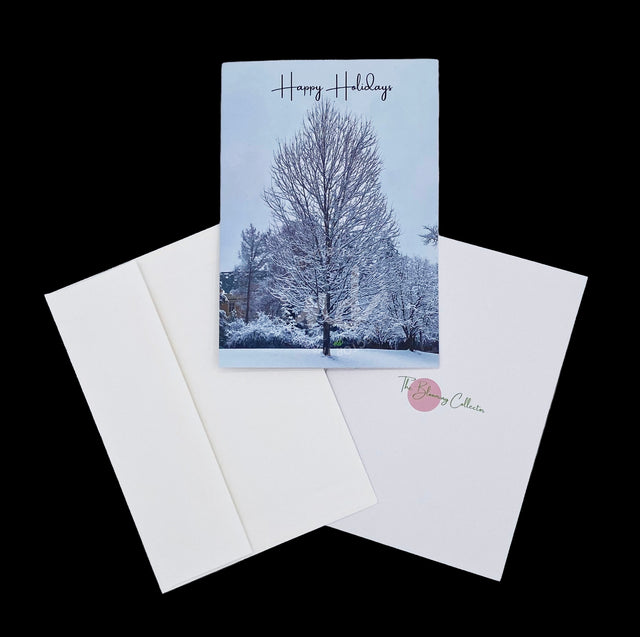 "Happy Holidays-Winter Tree" Folded Cards – Box of 8 with Envelopes