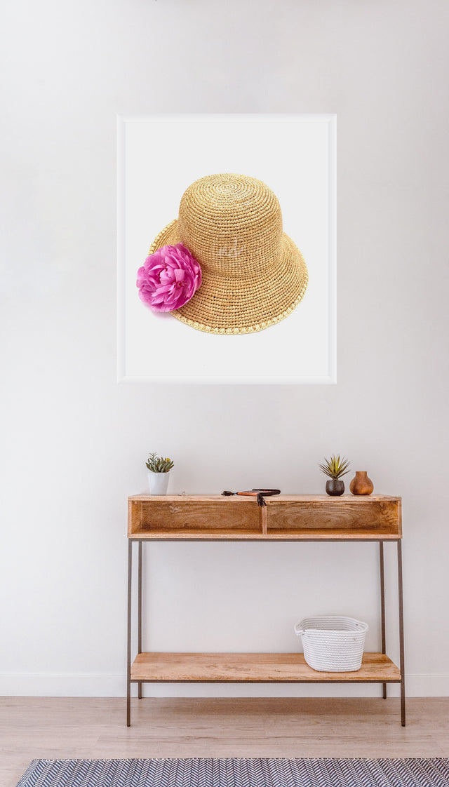 "Made in the Shade" Pink Peony and Neutral Hat