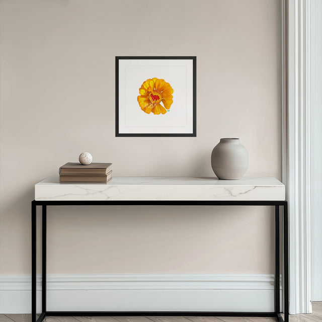 "Sassy Sunburst" Orange Zinnia Floral Art Print