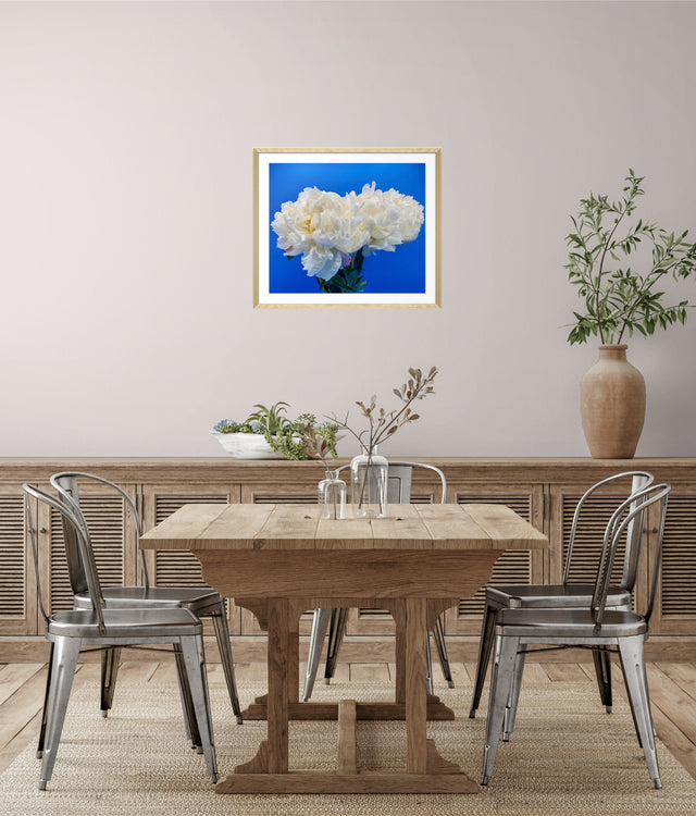 "Vacation Vibes" White Peonies Floral Art Print