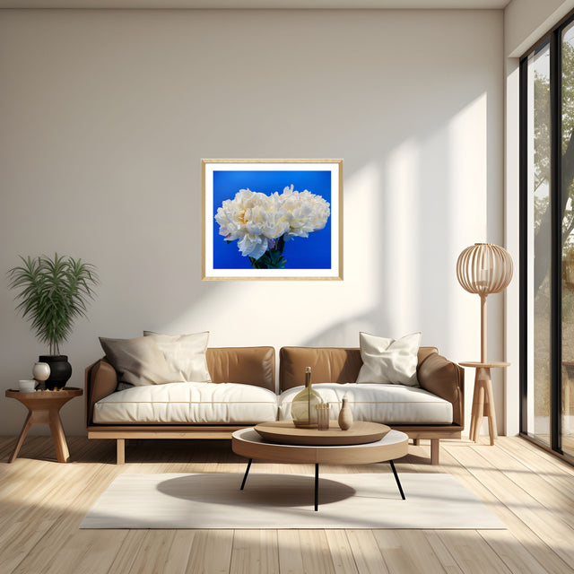 "Vacation Vibes" White Peonies Floral Art Print